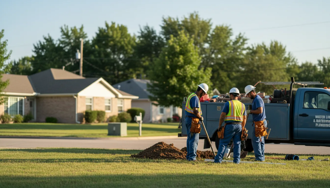 Residential water line and bathroom plumbing service in Lueders, TX